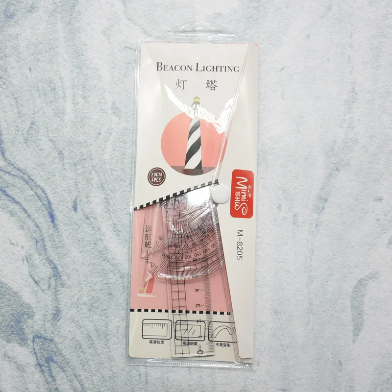 

4 pcs/ set of light cones student ruler mathematical geometry plastic material set ruler school student school supplies