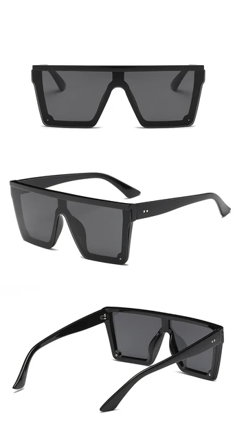 Occhiali Da Sole Quadrati Retro Uomo/Donna - Telaio Tartaruga Nero UV400 - Foto 2