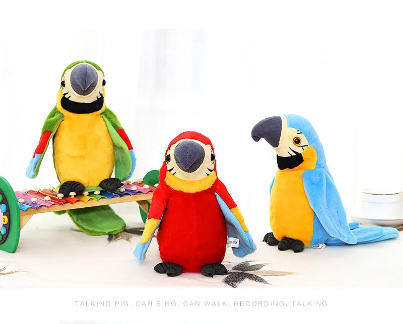 Animais de Estimação Registro de Som Presente de Natal para Crianças Eletrônicos Falando Papagaio Brinquedos Engraçado Pelúcia 2 Home & Garden