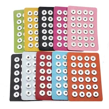 Cores Novo Botão de Pressão Display Board Fit 24 10 pcs & 60pcs 18 milímetros Snap Botões Jóias Preto Genuíno titular de Exibição de couro