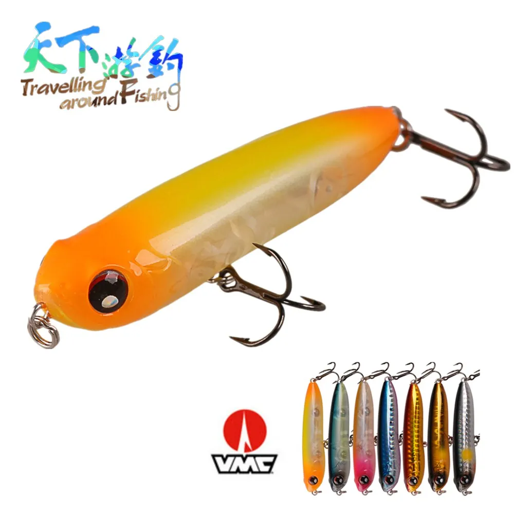 

TAF 7cm 8.4g Floating Pencil Fishing Lure VMC Treble Hook Plastic Floating Hard Bait 3D Eyes Isca Artificial for Carp Fishing