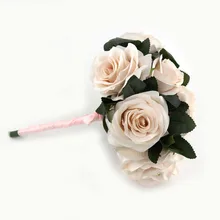 Inofin легкий кремовый цвет Свадебный букет невесты с цветами ручной работы розы Искусственные цветы Свадебные букеты Быстрая