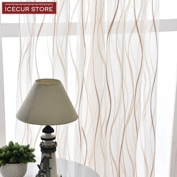 Striped Jacquard Voile Curtains 1
