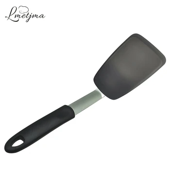 

LMETJMA Flexible Silicone Turner Spatula 600F Heat-Resistant Silicone Turner Non-stick Beef Meat Egg Scraper Pizza Shovel KC0028