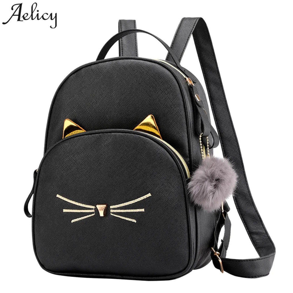 Aelicy women Backpack Simple Multi Function Small Ladies backpack Hairball cute cat Travel girls