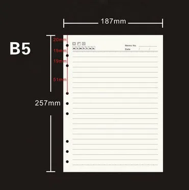 26 отверстий B5 крафт облицованная бумага B5 9 отверстий белая бумага спираль блокнот заправки проверить - Цвет: 9 holes beige lined