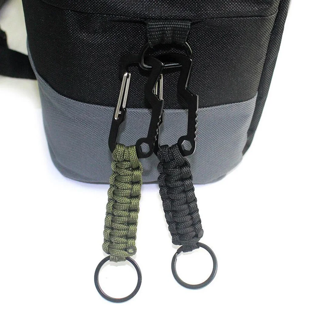 Braided Paracord Keyring Keychain Snap Hook with Wiregate Carabiner Wrench Tool Water Bottle Opener Multiuse