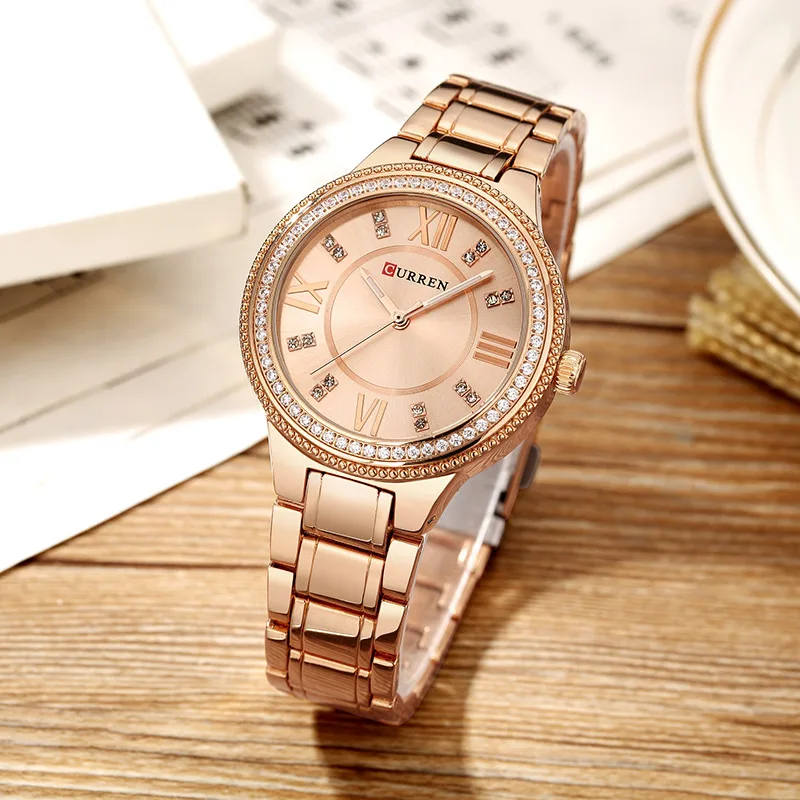CURREN 9004 золотые часы женские креативные стальные с браслетом Relogio Feminino Montre