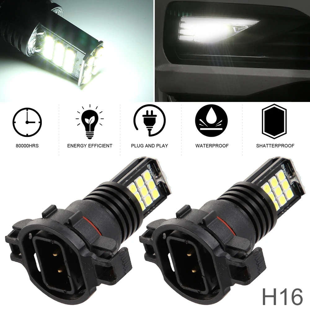 

2pcs 24W 6000K 2400LM H16 5202 Automotive Fog Lamp Bulb Waterproof 3030SMD 3x8 LED Car Signal Lamp for Cars Vehicles