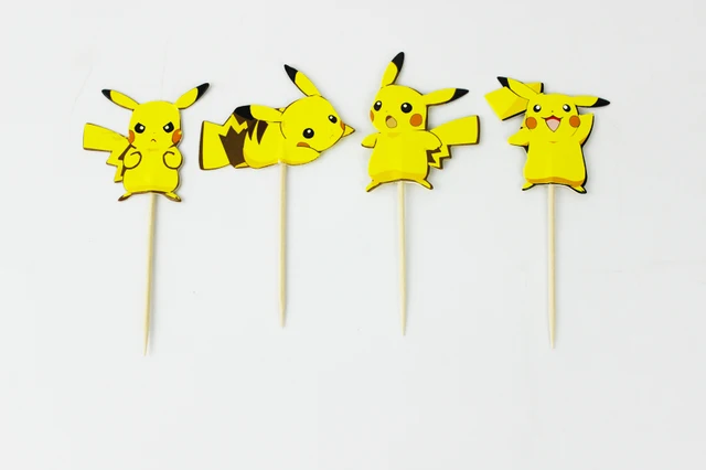 24pcs Lovely Cartoon Pikachu Cup Cake Topper Pick Party Supplies 24pcs Lovely Cartoon Pikachu Cup Cake Topper Pick Party Supplies Picks Birthday Wedding Decoration
