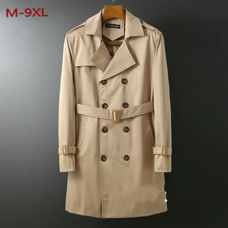 Зима Осень размера плюс M-6xl 9xl 8xl мужской бархатный Тренч отложной воротник свободный двубортный X-long куртка с поясом пальто