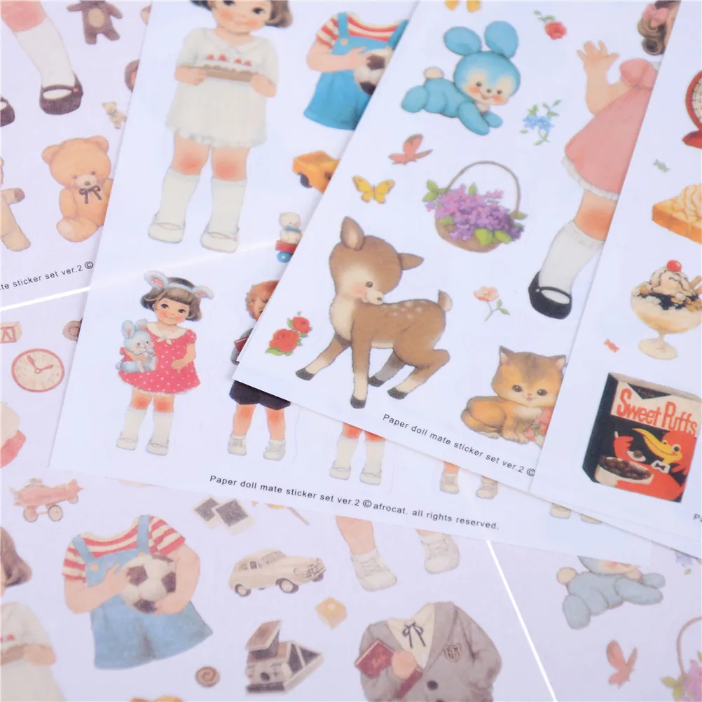 6 шт. новые милые бумажные наклейки для девочек, комбинированные бумажные кукольные коврики, детский блокнот, Канцелярские Декоративные наклейки