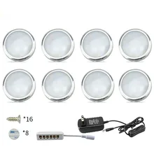 12 В 2 Вт Светодиодный Освещение для шкафа мебель свет для полки под шкаф огни круглый алюминий освещение для шкафа Кухня витрина лампы