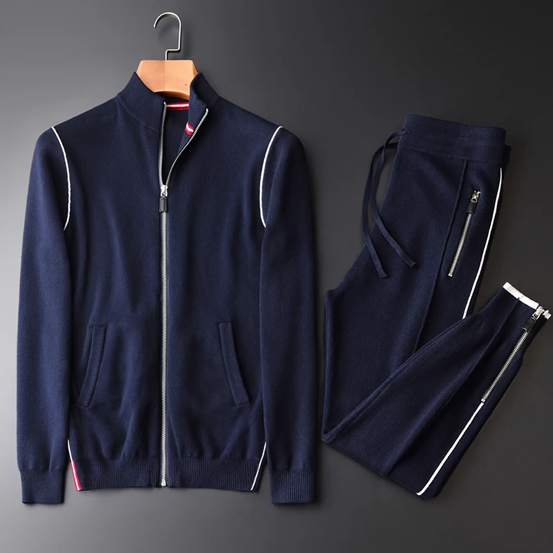 

2019 Spring Casual Sweater Jacket Men Fashion Knitted Fitted With Mandarin Collar Ste High Quality 100% Cotton Size 4xl