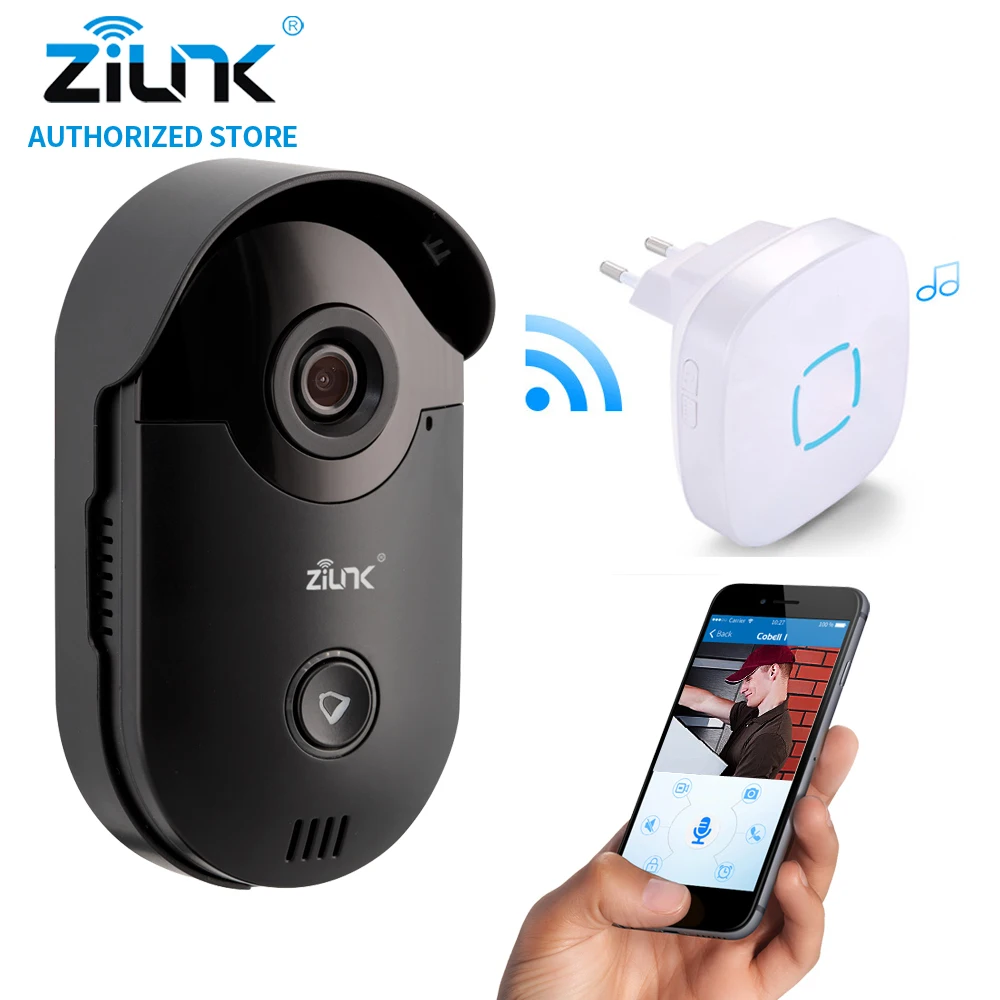 

ZILNK Video Intercom HD 720P WIFI Doorbell Camera Smart Home Security Night Vision Wireless Doorphone With Indoor Chime Black