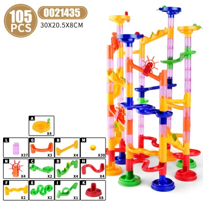 105pcs no box 29-105 шт DIY Строительные мраморные гоночный лабиринт шарики тип трубопровода строительные блоки совместимый Бренд Блок Развивающие игрушки для детей - Цвет: 105pcs no box