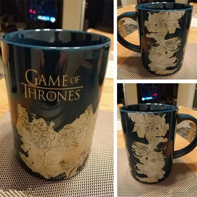 

High Quality Game of Thrones Daenerys Targaryen Cosplay Props Westeros Map Pattern Water Cup Kids Adult 530ml Mug Ceramics New