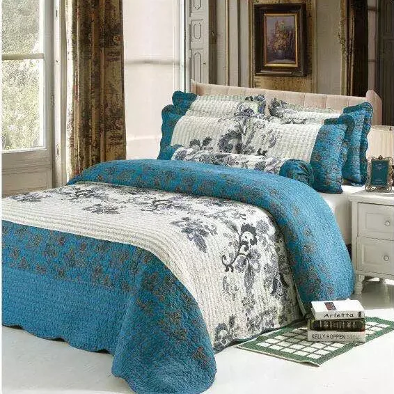 

2017 New Summer Air Conditioning Quilt Printing of Cotton Quilted 3 Sets Washable European Bed Cover High-quality Bedding Set