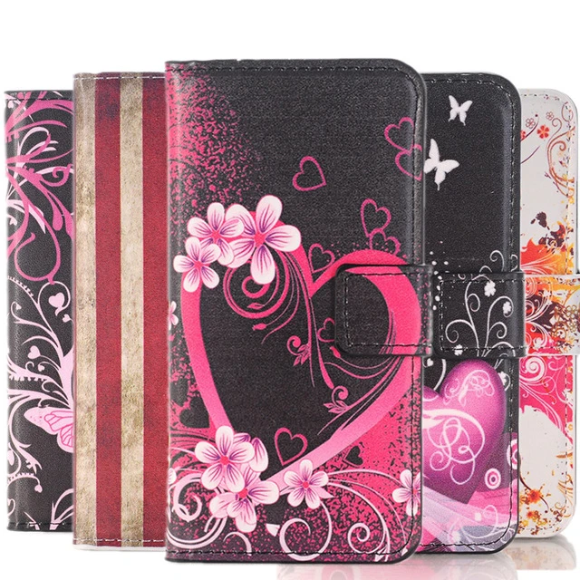 

For Apple iPhone 5C Flip PU Leather Wallet Phone Case Flower Love Butterfly Pattern Stand Holder Cover 5C Cases Shell