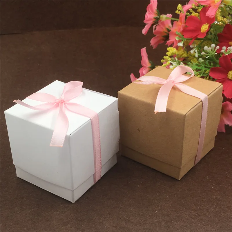 5x5x5 см квадратный Kraft Бумага коробка с Бесплатная джутовой веревкой 10 шт./лот для ювелирных изделий/конфет/Торт/Подарки/конфеты для