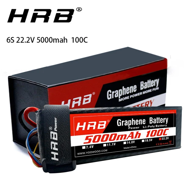 $133.3  HRB Graphene Battery 6S 22.2V 5000mah 100C 200C XT60-T connector Lipo Battery for goblin trex 600 h