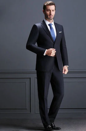 Italian Style Men One-Button Groom Tuxedos Wedding Groomsman Suits Men 2 Pieces (Jacket+Pants) Slim Fit Black BusinessSuits