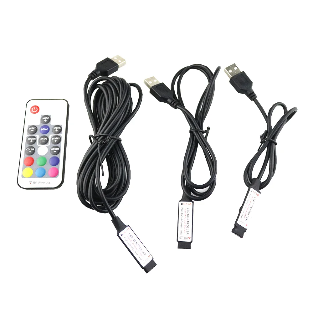 0,5 м 1 м 3 м 5 в светодиодный контроллер USB RGB 17key 12A RF беспроводной мини пульт дистанционного управления для rgb SMD 3528 5050 светодиодный ленточный осветительный прибор