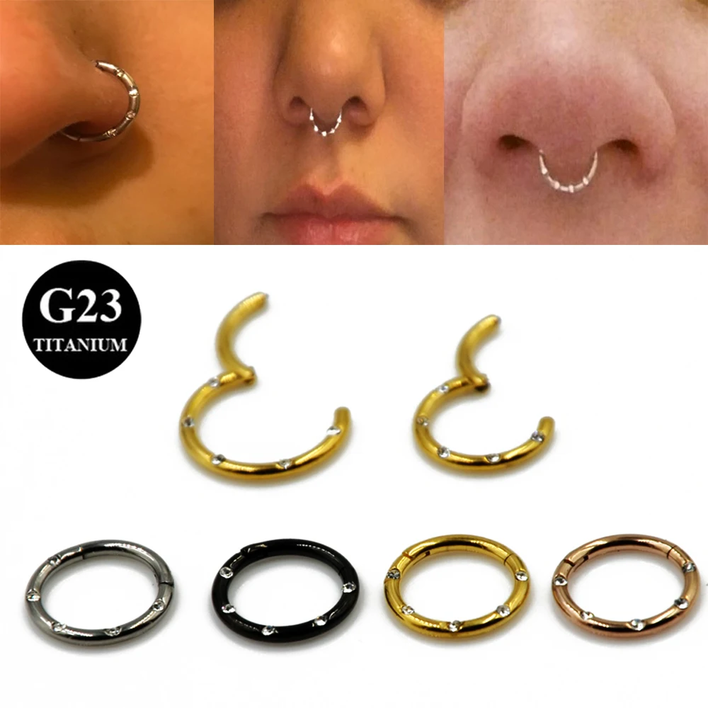 

2 PCS 16g G23 Titanium Hinged Segment Ring Nose Lip Nipple Septum Cartilage Nipple Tragus Clicker Captive Body Piercing Jewelry