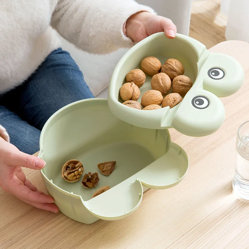 Cartoon Double-layer Dried Fruit Plate Organizer Creative Lazy People Melon Plate Household Plastic Candy Dish Snack Storage Box7