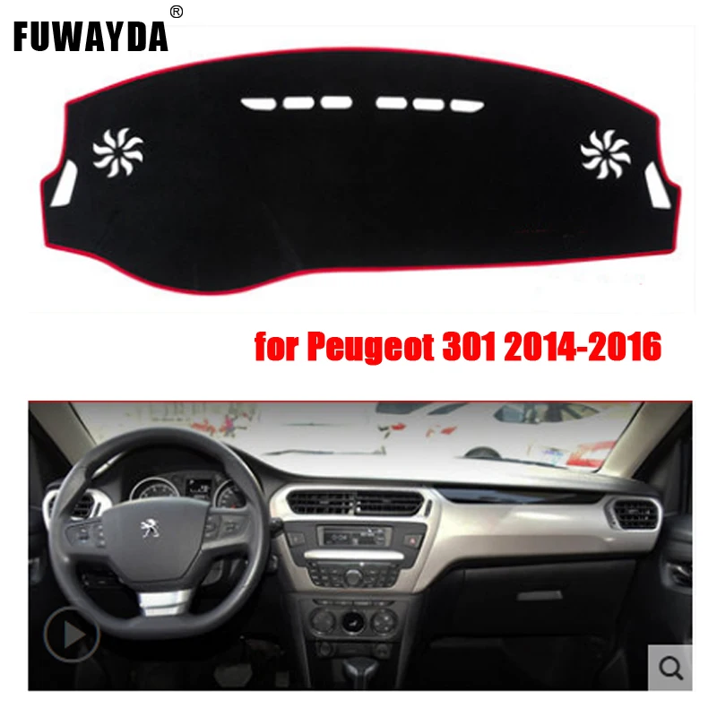 FUWAYDA Чехлы для приборной панели автомобиля коврик Peugeot 301 2014-2016 лет левосторонний