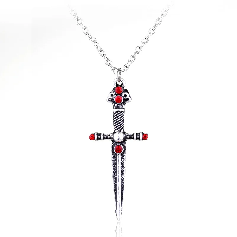 

SG Fashion HP Jewelry School of Magic Badge Series Necklace Gryffindor Red Crystal College Sword Necklace Charms Gifts For Fans