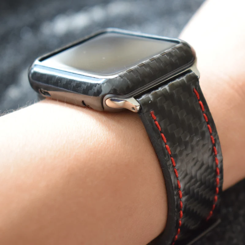 Защитная крышка для Apple Watch Series 4 5 чехол из настоящего углеродного волокна 40-44 мм Ультратонкий корпус для iWatch Series 3 2 1 Чехлы для часов