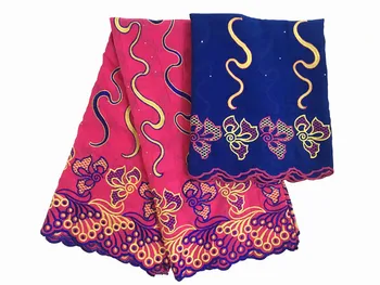 

Prety embroidery African cotton lace fabric matching with 2Y Swiss voile lace material IKCV11(5+2y) many color