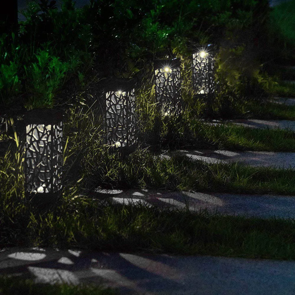 Солнечная энергия Газон лампа Сад Двор Пейзаж светильник IP44 водонепроницаемый путь Точечный светильник полый светодиодный# H