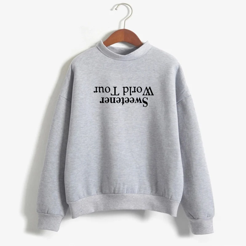 التحلية البلوز أريانا غراندي العالم جولة هوديي المرأة عارضة كم طويل Crewneck هوديس الخريف الشتاء الصوف الملابس قمم