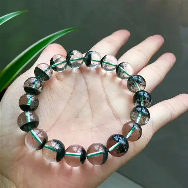 Natural Green Phantom Ghost Quartz Crystal Gemstone Bracelet 11.8mm AAAAin Strand Bracelets