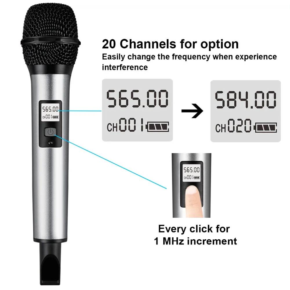 Fifine беспроводной микрофон каналы UHF с портативным приемником 1/4 ''выход для семьи часть KTV бар Музыкальный клуб сценический K035-1