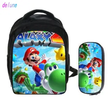 

13 Inch Super Mario Bros Sonic Boom Boys Girls School Backpacks Children Bagpack Kids Cartoon Bags Mochila Pencil Bag Sets