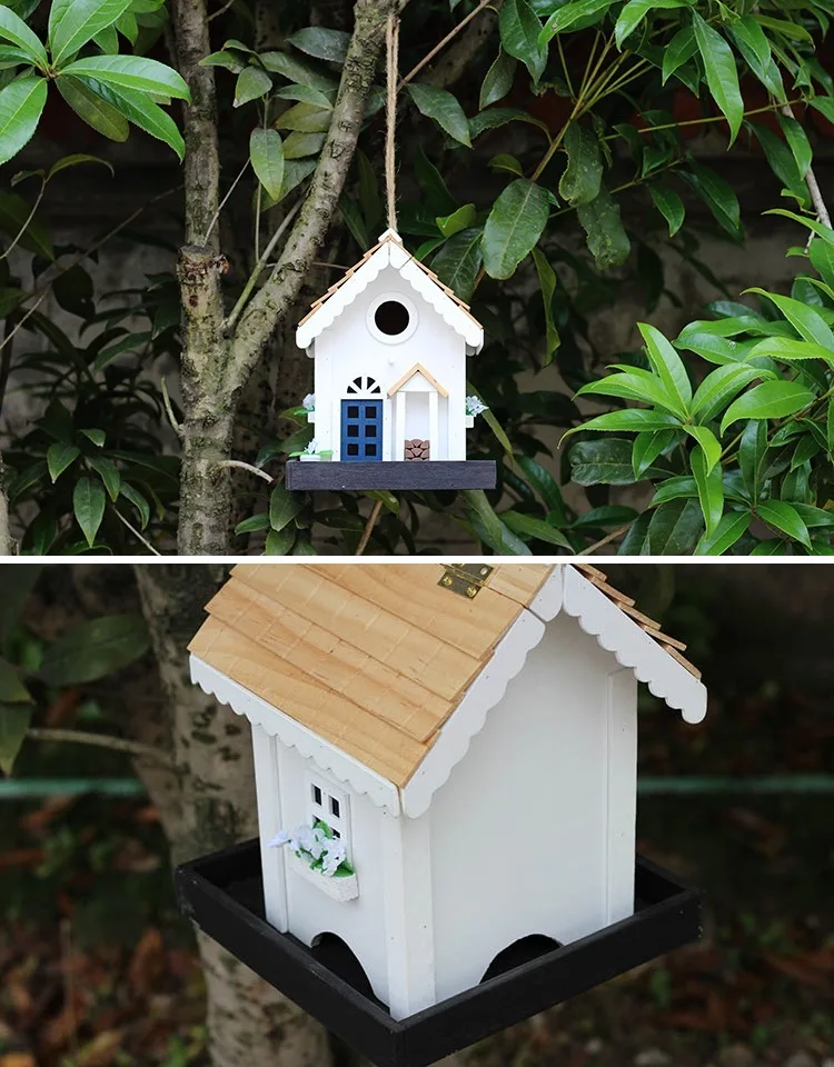 Французский дом дикая птица поле кормушка птица дом, птичье гнездо домашнее патио наружное украшение защита деревянный подвесной