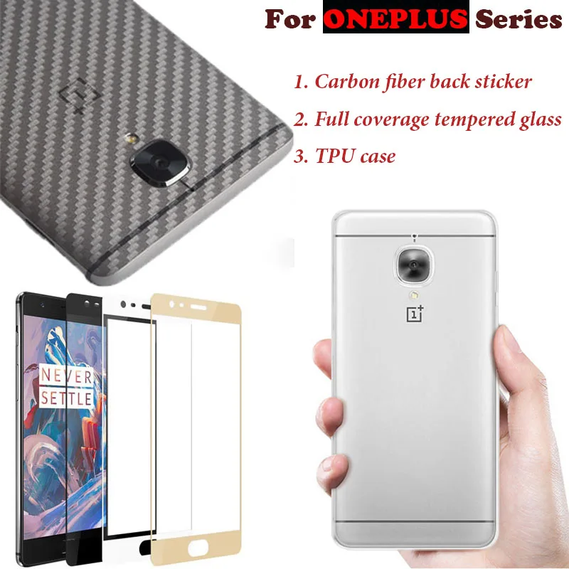 

For Oneplus 3/3T One Plus 3/3T Oneplus3 Carbon Fiber Back Film Sticker Full Coverage Screen Protector Tempered Glass TPU Cover