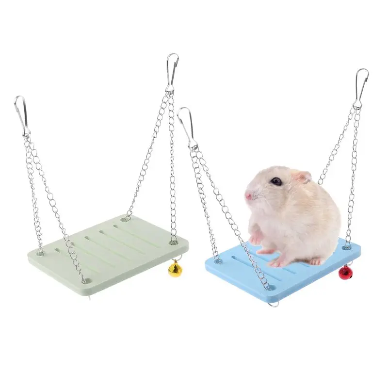 

Wooden Parrot Hamster Swing Toy Hanging Cage With Bell Toys Chinchilla Mouse Perch Small Pet Accessories Supplies C42