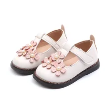 Кожаная обувь для маленьких девочек новые летние Нескользящие туфли принцессы с мягкой подошвой для девочек 1-2 лет розовые/белые элегантные кожаные туфли с цветочным рисунком