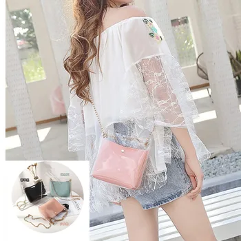 

Women messenger bags Chain Shoulder bag Fashion Handbag High quality PVC Transparent Women bag Square Phone bag