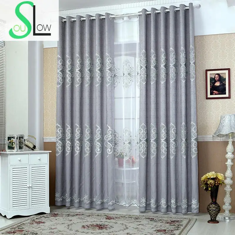 

Slow Soul Gray Living Room Bedroom Modern Jacquard Curtains Tulle For Kitchen Sheer Blinds Tende Roman Cortinas Dormitorio