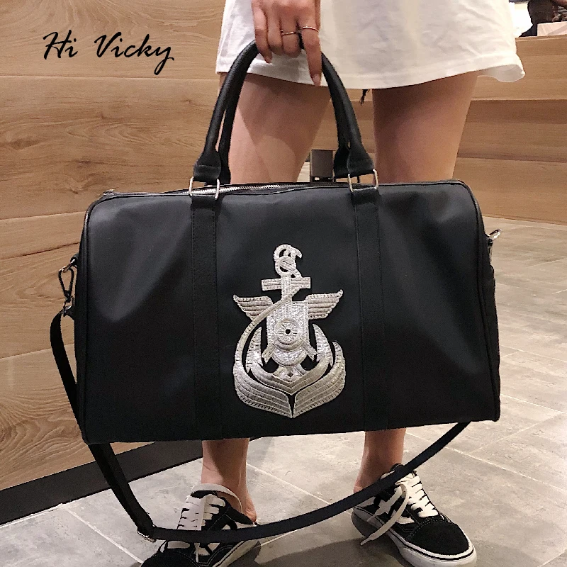 

2019 Quality Travel Bag black PU Leather Black Travel Bags Designer Hand Luggage Men And Women Fashion Large Capacity Duffle Bag
