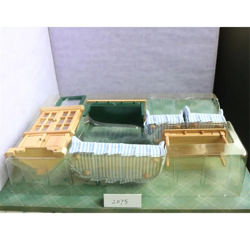 1:12 دمية مصغرة الأريكة مفروشات خزانة المطبخ البسيطة طاولة شاي خشبية أريكة 7 قطعة/المجموعة الأطفال هدية منزل اللعب اللعب