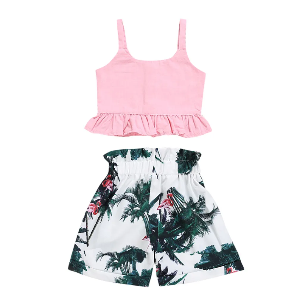 

MUQGEW Toddler Girls Clothes Set Children Kids Sleeveless T shirt Vest Casual Floral Shorts Pants 2Pcs Children Girl Clothes Set