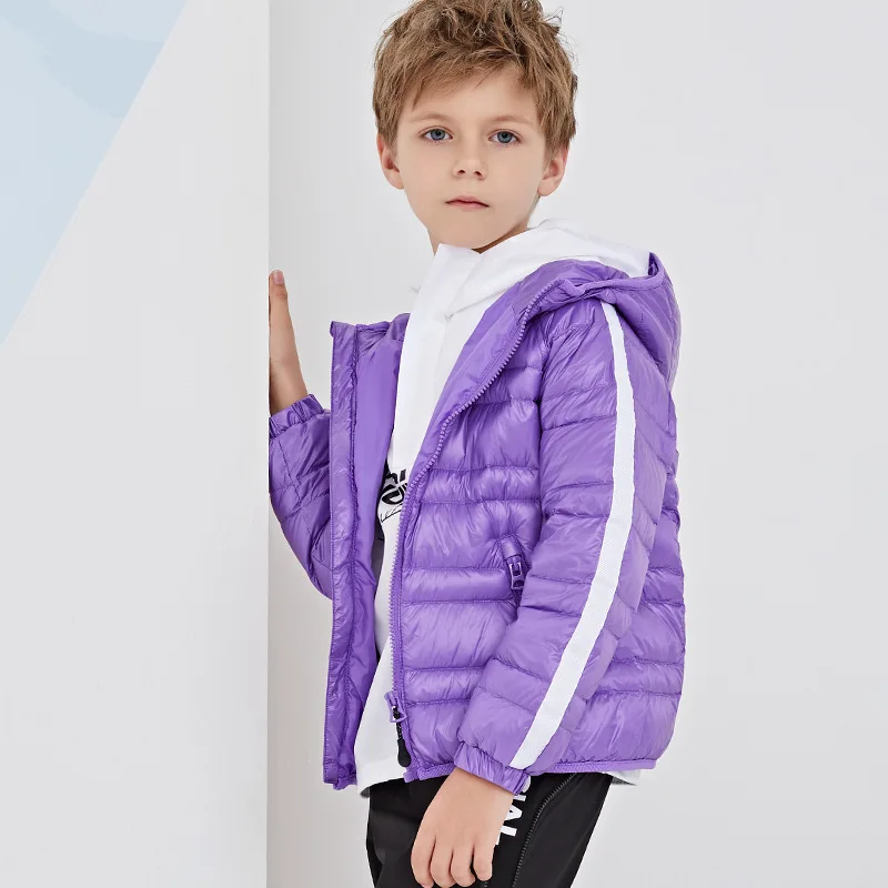 

Fashion Warm and light and comfortable children's down jacket new Solid color hooded thin boys and girls Winter Coat jackets