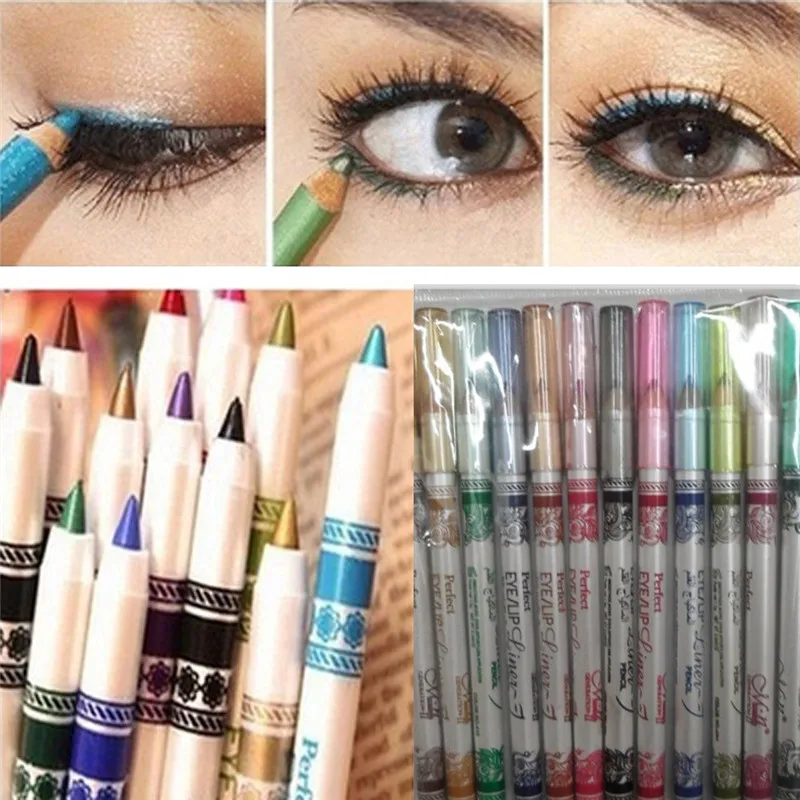

Color Lip liner for multiple purposes 12PCS Glitter Eye Shadow Eyeliner Pen Makeup Cosmetic Sets Colors P#B45 dropship