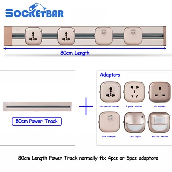 

On Sale Socketbar 80cm Length 8000W Tomada Usb Wall Socket Eu Wall Plug LED Light Kitchen Plug Sockets Office